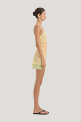 Calypso Layered Mini Dress — model side