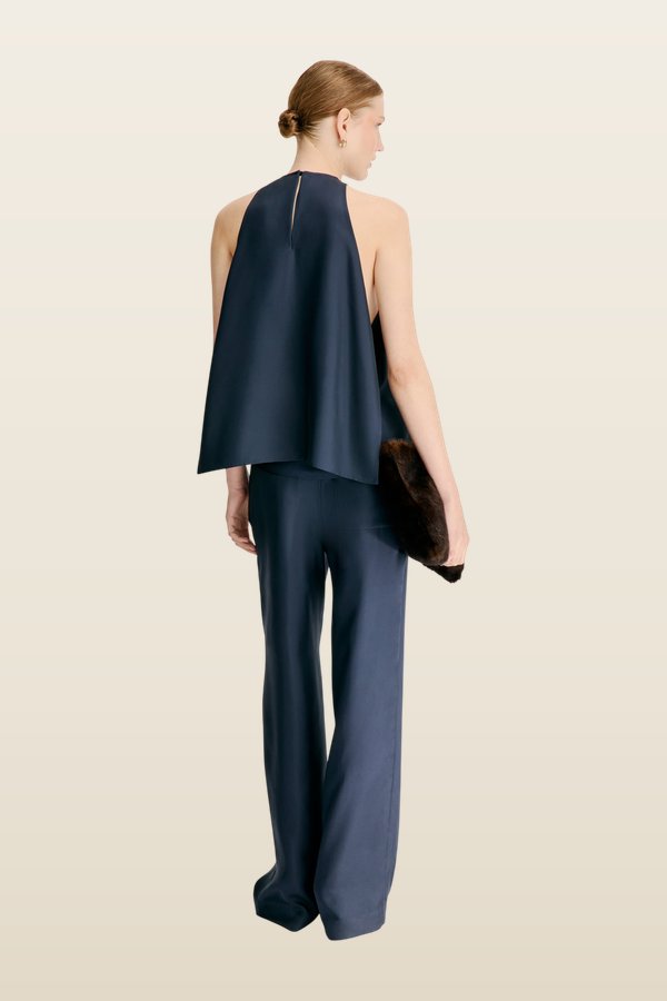 CAMI Silk twill cape top — model back