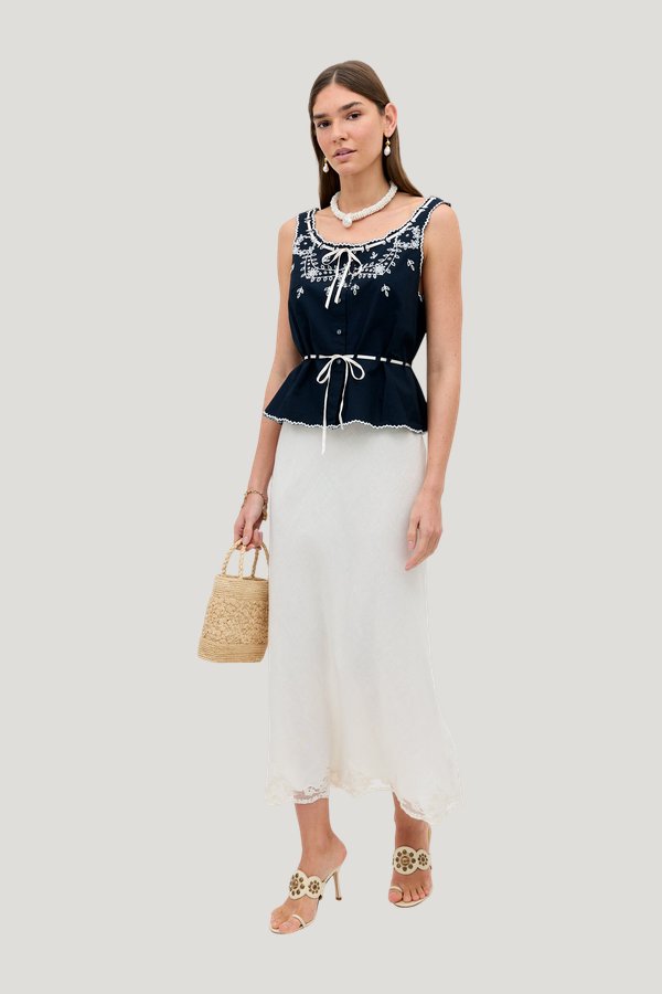 Cassara - Aster Cutwork Embroidery — model side