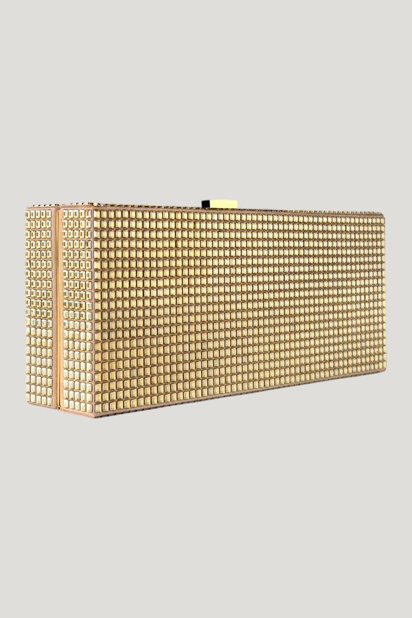 Cassie In Gold Crystal And Beige Suede — model front