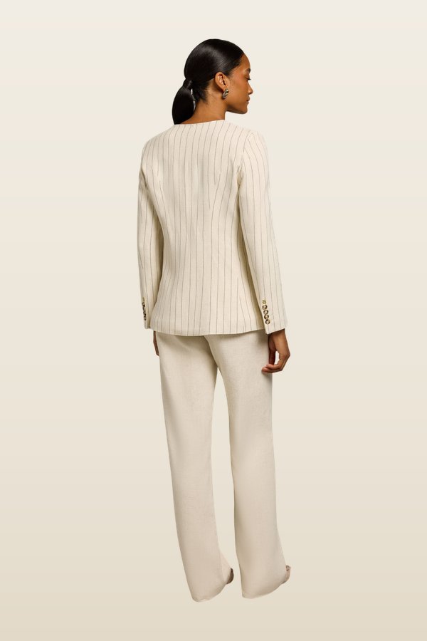Charlton Blazer (Natural Linen Pinstripe) — model back