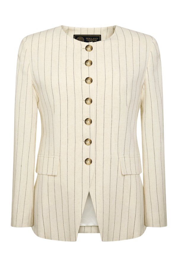 Charlton Blazer (Natural Linen Pinstripe) — packshot