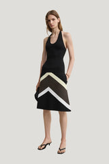 Chevron stripe skirt — model front