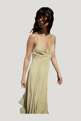 Chiffon Strap Midi Dress — model side