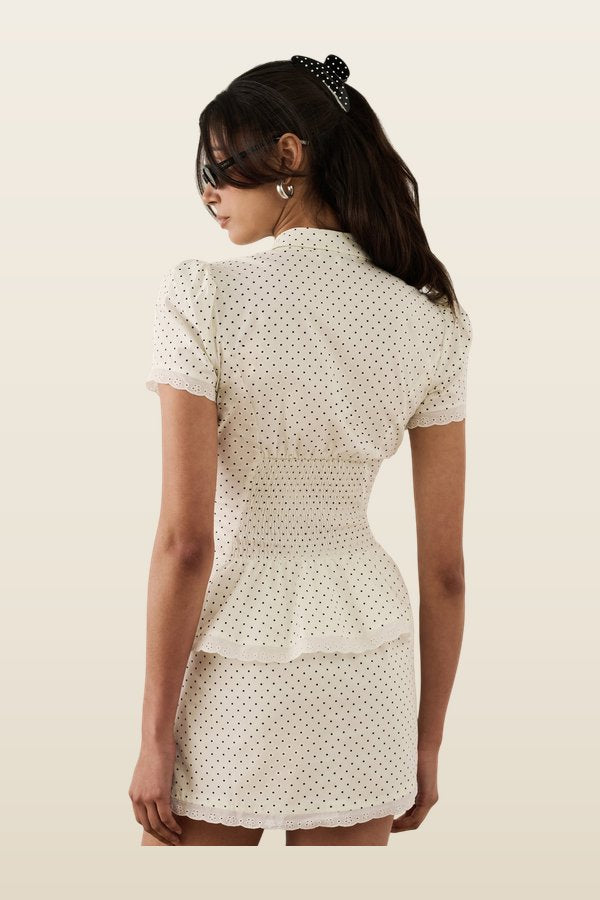 Cinched Button Up Top — model back
