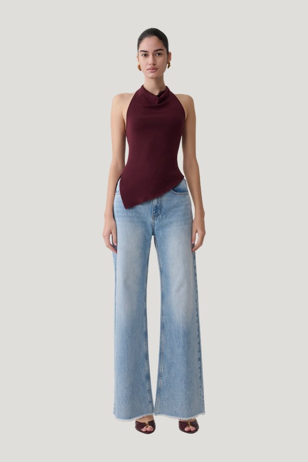 Clea Relaxed Sheer Halter Top — model front