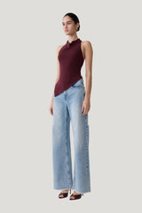 Clea Relaxed Sheer Halter Top — model side