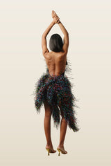 Cloud Nine jumpsuit in Disco Feathers — model back
