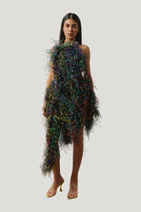 Cloud Nine jumpsuit in Disco Feathers — model front