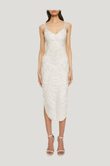 Cobweb Midi Dress - Pearl — model front