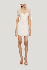 Cobweb Mini Dress - Pearl — model front