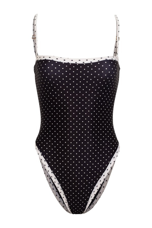 Colorblock One Piece (Black Cream Polka Dot/Cream) — packshot