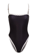Colorblock One Piece (Black Cream Polka Dot/Cream) — packshot