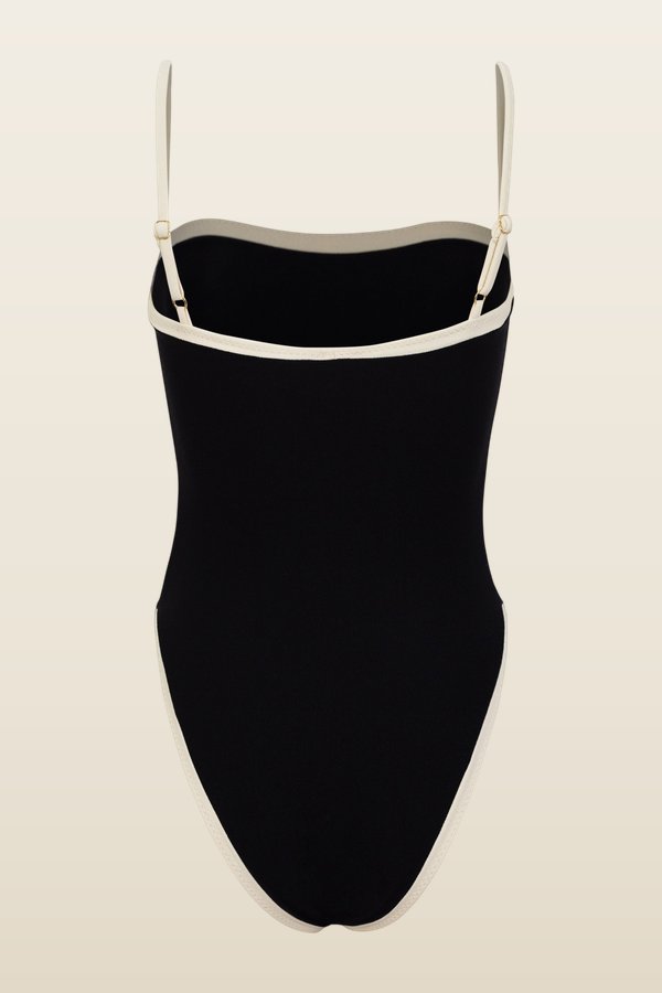 Colorblock One Piece (Faux Suede — model back