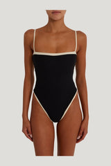 Colorblock One Piece (Faux Suede — model front