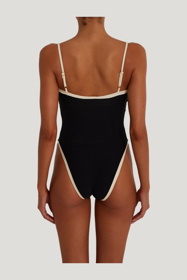 Colorblock One Piece (Faux Suede — model side