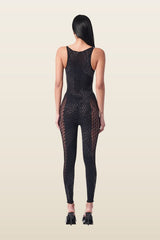 Rhinestoned Janice Jumpsuit Jet — model back