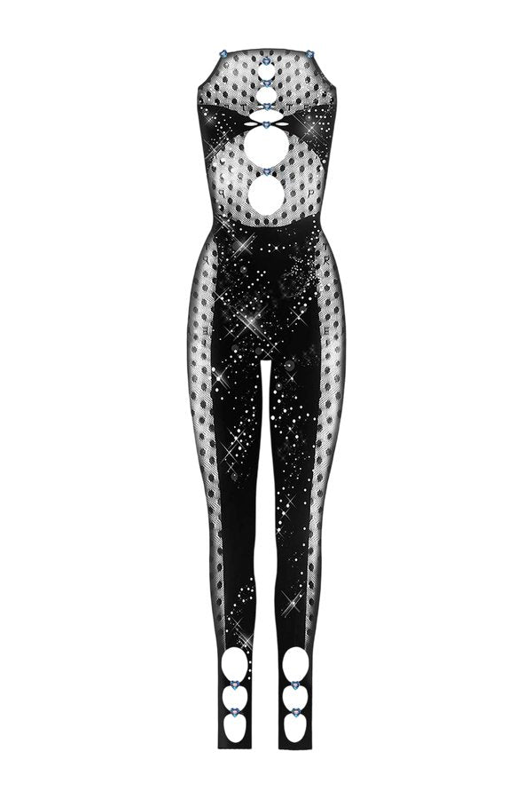 Rhinestoned Janice Jumpsuit Jet — packshot