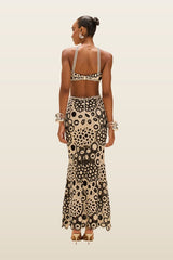 Coral Crochet Maxi Dress — model back