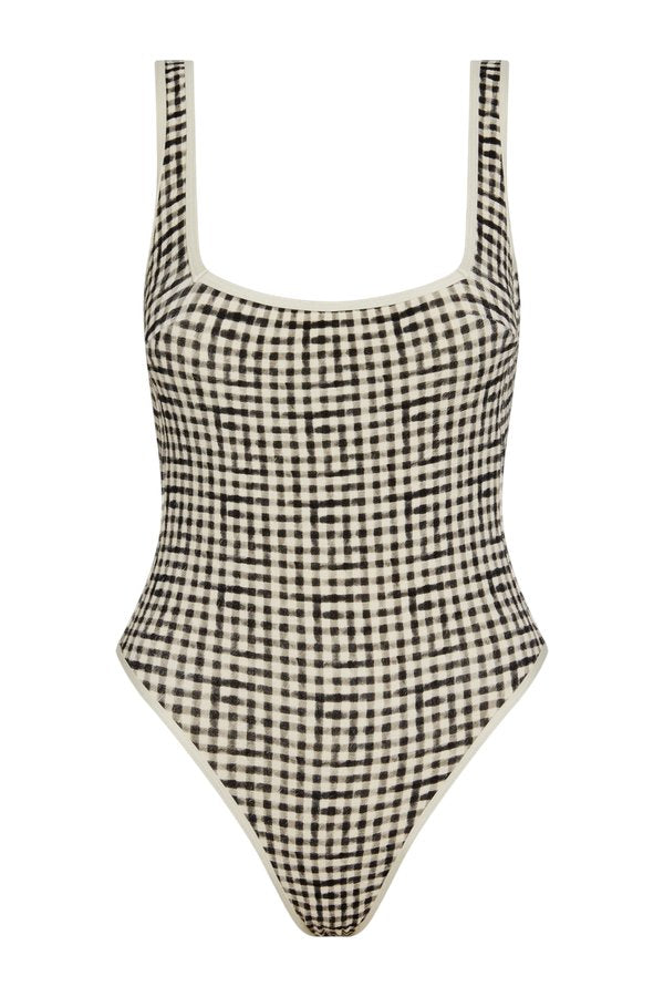 Corfu One Piece - Black Gingham — packshot