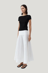 Cotton Circle Hem Skirt — model side
