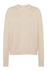 Cotton Crew Sweater | Heather Oat — packshot
