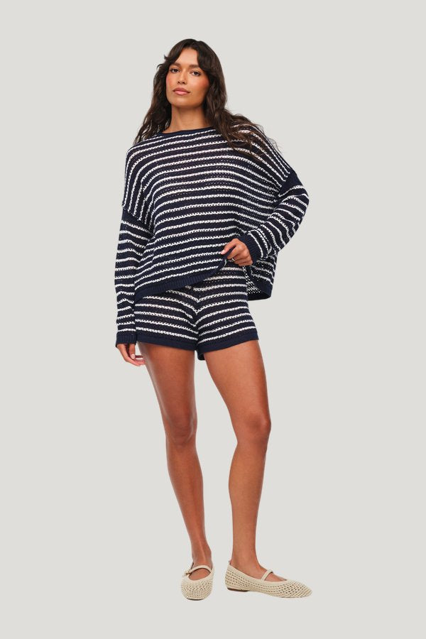 Cotton Crochet Sweater — model front
