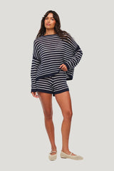 Cotton Crochet Sweater — model front