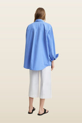 Cotton summer shirt cornflower — model back