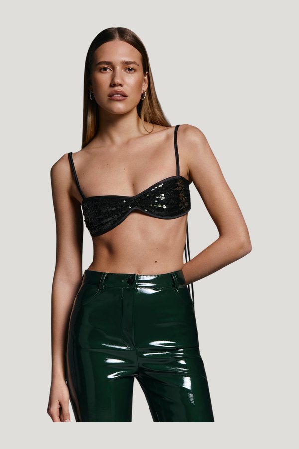 Cover Up top in Viper Sequin — model side