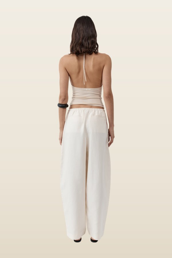 Cowl Halter Knit Top - Shell — model back