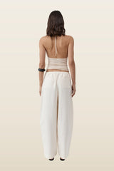 Cowl Halter Knit Top - Shell — model back