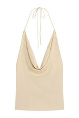 Cowl Halter Knit Top - Shell — packshot