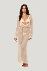 Cozumel Dress - Ivory Petit Crochet — model front