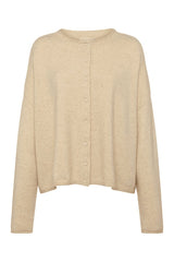 Cozy Knit Boxy Cardigan | Heather Oat — packshot