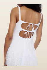 Cricket Dress In White Eyelet — model back