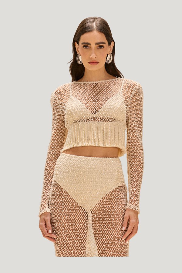 Crochet Bloom Top — model side