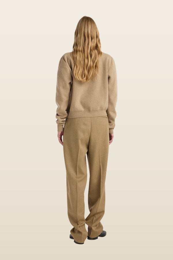 Daria - Single pleat tapered trousers | heritage stripe — model back
