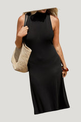 Deep Armhole Maxi Dress — model side