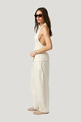 Deep V Halter Bodysuit — model side