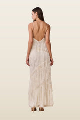 Delphi Fringe Lace Gown — model back