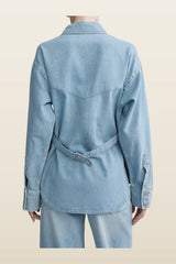 DL1961 x Bumpsuit Addison Overshirt Maternity — model back