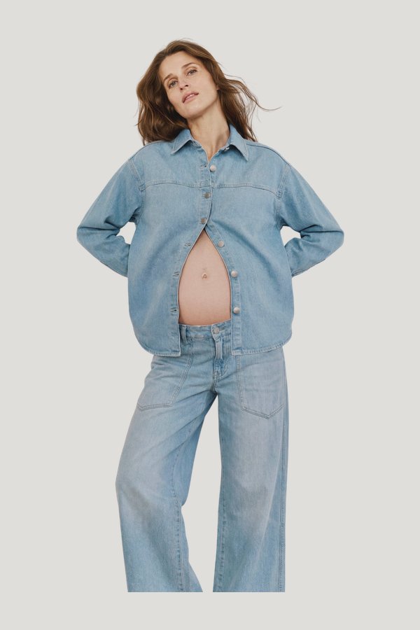 DL1961 x Bumpsuit Addison Overshirt Maternity — model front