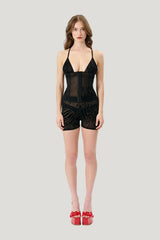 Doll Top Black Zebra Print — model front