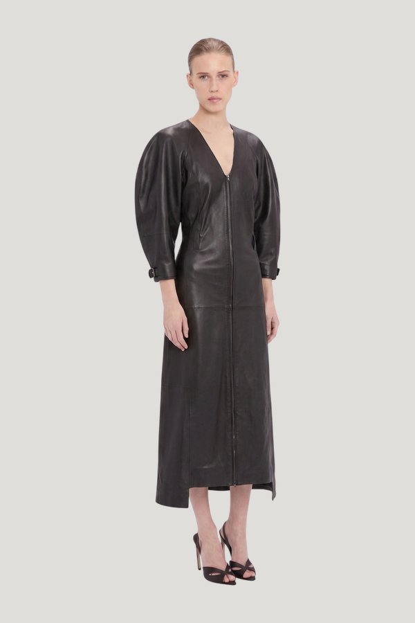 Dolman Leather Dress — model side