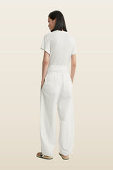 Drawstring cotton trousers — model back