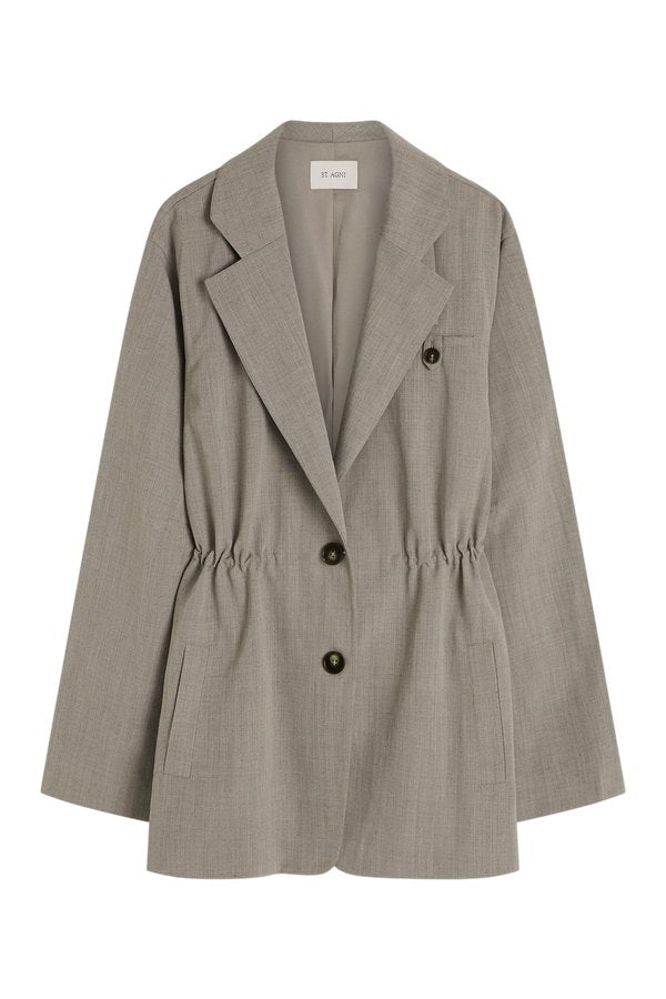 Drawstring Waist Blazer - Pebble Melange — packshot