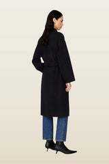 Dylan Coat - Black Cashmere Blend — model back