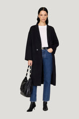 Dylan Coat - Black Cashmere Blend — model front