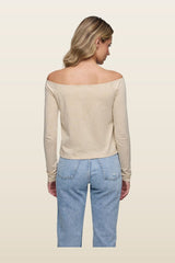 Ease Long Sleeve Top | Heather Oat — model back